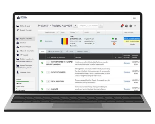 Privacy Manager - Platformă digitală GDPR